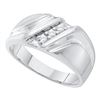 Image 1 : Mens Diamond Diagonal Single Row Wedding Band Ring 1/10 Cttw 10kt White Gold