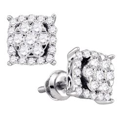 Diamond Square Cluster Earrings 1/2 Cttw 10kt White Gold