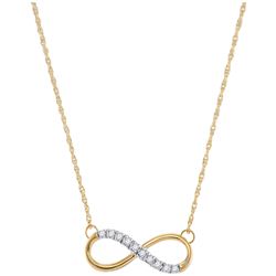 Diamond Infinity Pendant Necklace 1/10 Cttw 10kt Yellow Gold
