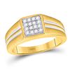 Image 1 : Mens Diamond Square Cluster Ring 1/4 Cttw 10kt Two-tone Gold