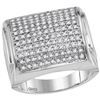 Image 1 : Mens Diamond Domed Square Cluster Ring 1.00 Cttw 10kt White Gold