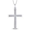 Image 1 : Diamond Cross Pendant 1/12 Cttw 10kt White Gold