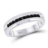 Image 1 : Mens Round Black Color Enhanced Diamond Wedding Band Ring 1/2 Cttw 10kt White Gold