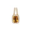 Image 1 : Cushion Citrine Solitaire Diamond Frame Pendant 7/8 Cttw 14kt Yellow Gold