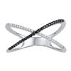 Image 1 : Round Black Color Enhanced Diamond Crossover Band Ring 1/6 Cttw 10kt White Gold