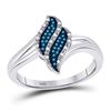 Image 1 : Round Blue Color Enhanced Diamond Cluster Ring 1/10 Cttw 10kt White Gold