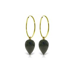 Genuine 24.5 ctw Black Spinel Earrings 14KT Yellow Gold - REF-36K2V