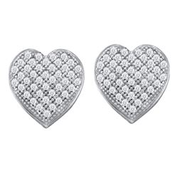 Diamond Heart Cluster Earrings 1/4 Cttw 10kt White Gold