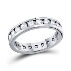 Round Channel-set Diamond Eternity Wedding Anniversary Band 1.00 Cttw 14kt White Gold