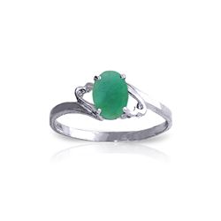 Genuine 0.75 ctw Emerald Ring 14KT White Gold - REF-27N8R