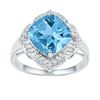 Image 1 : Lab-Created Blue Topaz Solitaire Ring 5.00 Cttw 10kt White Gold
