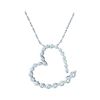 Diamond Graduated Heart Journey Pendant 1.00 Cttw 14kt White Gold