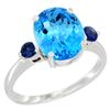 2.64 CTW Swiss Blue Topaz & Blue Sapphire Ring 10K White Gold - REF-24F5N