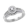 Diamond Halo Bridal Wedding Engagement Ring Band Set 1/3 Cttw 10kt White Gold
