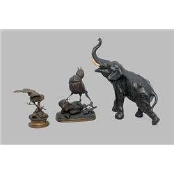Cast Metal Model of a Bull Elephant - P