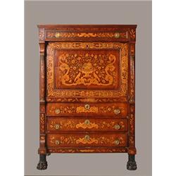 A Fine Dutch Marquetry Mahogany Secreta