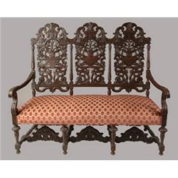 Fine Walnut Triple-Chair-Back Settee - 