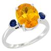 Image 1 : 2.64 CTW Citrine & Blue Sapphire Ring 14K White Gold - REF-32V3R