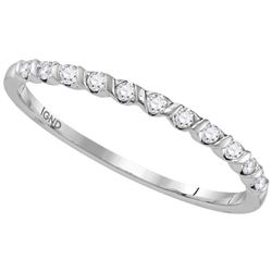 Diamond Single Row Stackable Band Ring 1/6 Cttw 10kt White Gold