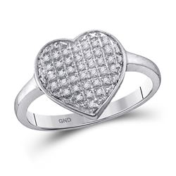 Diamond Heart Cluster Ring 1/4 Cttw 10kt White Gold