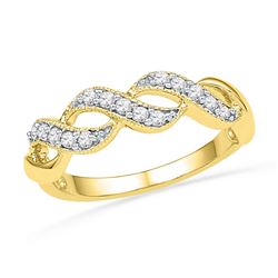 Diamond Crossover Band Ring 1/5 Cttw 10kt Yellow Gold
