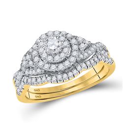 Diamond Bridal Wedding Engagement Ring Band Set 5/8 Cttw 14k Yellow Gold