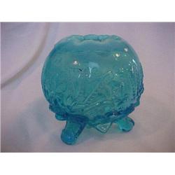 Blue Opalescent Glass Rose Bowl