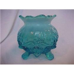 Blue Opalescent Glass Rose Bowl