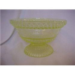 Yellow Vaseline Glass Compote