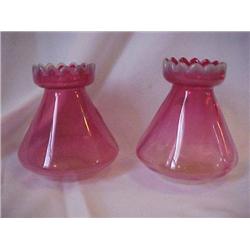 Pair Cranberry Glass Vases