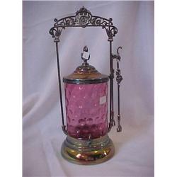 Cranberry Glass Pickle Cruet