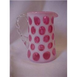 Coin Dot Cranberry Glass Pitcher