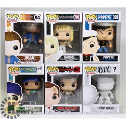 LOT OF 6 ASSORTED FUNKO POP VINYL FIGURES.