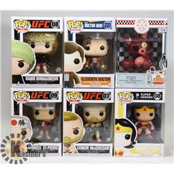 LOT OF 6 ASSORTED FUNKO POP VINYL FIGURES.