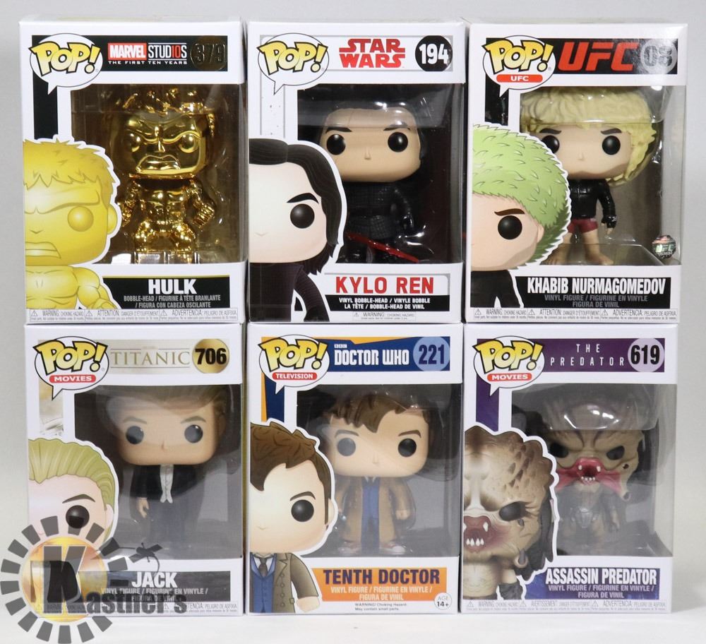 LOT OF 6 ASSORTED FUNKO POP VINYL FIGURES. Kastner Auctions