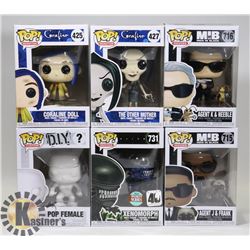 LOT OF 6 ASSORTED FUNKO POP VINYL FIGURES.