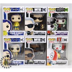 LOT OF 6 ASSORTED FUNKO POP VINYL FIGURES.