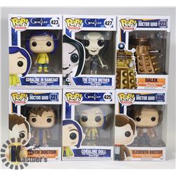 LOT OF 6 ASSORTED FUNKO POP VINYL FIGURES.