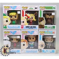 LOT OF 6 ASSORTED FUNKO POP VINYL FIGURES.