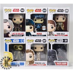 LOT OF 6 ASSORTED FUNKO POP VINYL FIGURES.