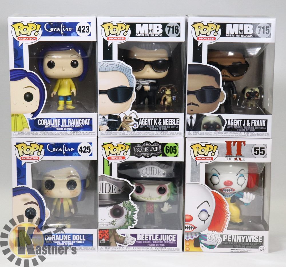 LOT OF 6 ASSORTED FUNKO POP VINYL FIGURES.