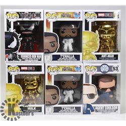 LOT OF 6 ASSORTED FUNKO POP VINYL FIGURES.