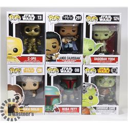 LOT OF 6 ASSORTED FUNKO POP VINYL FIGURES.