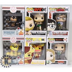 LOT OF 6 ASSORTED FUNKO POP VINYL FIGURES.