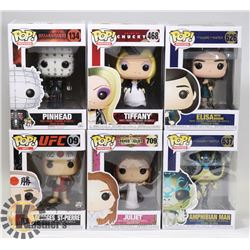 LOT OF 6 ASSORTED FUNKO POP VINYL FIGURES.
