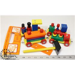 VINTAGE "HERO'S" WOODEN TOY TRAIN SET