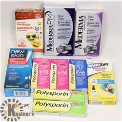 LOT OF ASSORTED SKIN HEALING PRODUCT.