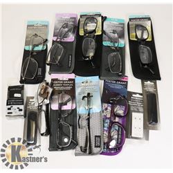 LOT OF ASSORTED READING GLASSES.