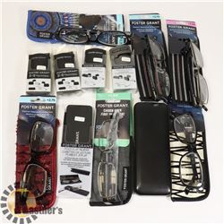 LOT OF ASSORTED READING GLASSES.