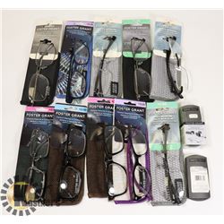 LOT OF ASSORTED READING GLASSES.